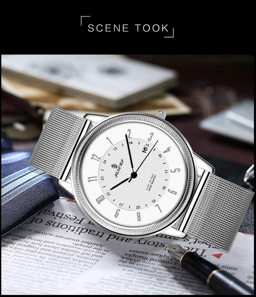 Watches Classic Simple Black Stainless Steel Fashion Casual Watch Unisex Calendar Waterproof Milan Watch Watches, Men's Ultra-thin