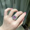 Exquisite Block Zircon Splicing Sterling Silver Ring Full of Pink Blue Diamonds for Ladies  Party Wedding Birthday Gift