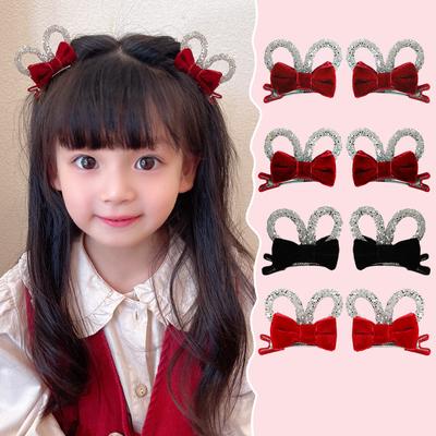 2PCS Princesa Veludo Laço Dupla Face Bonito Menina Grampos de Cabelo Crianças Headwear Grampos de Cabelo Grampos de Cabelo Grampos de Cabelo Acessórios para Cabelo