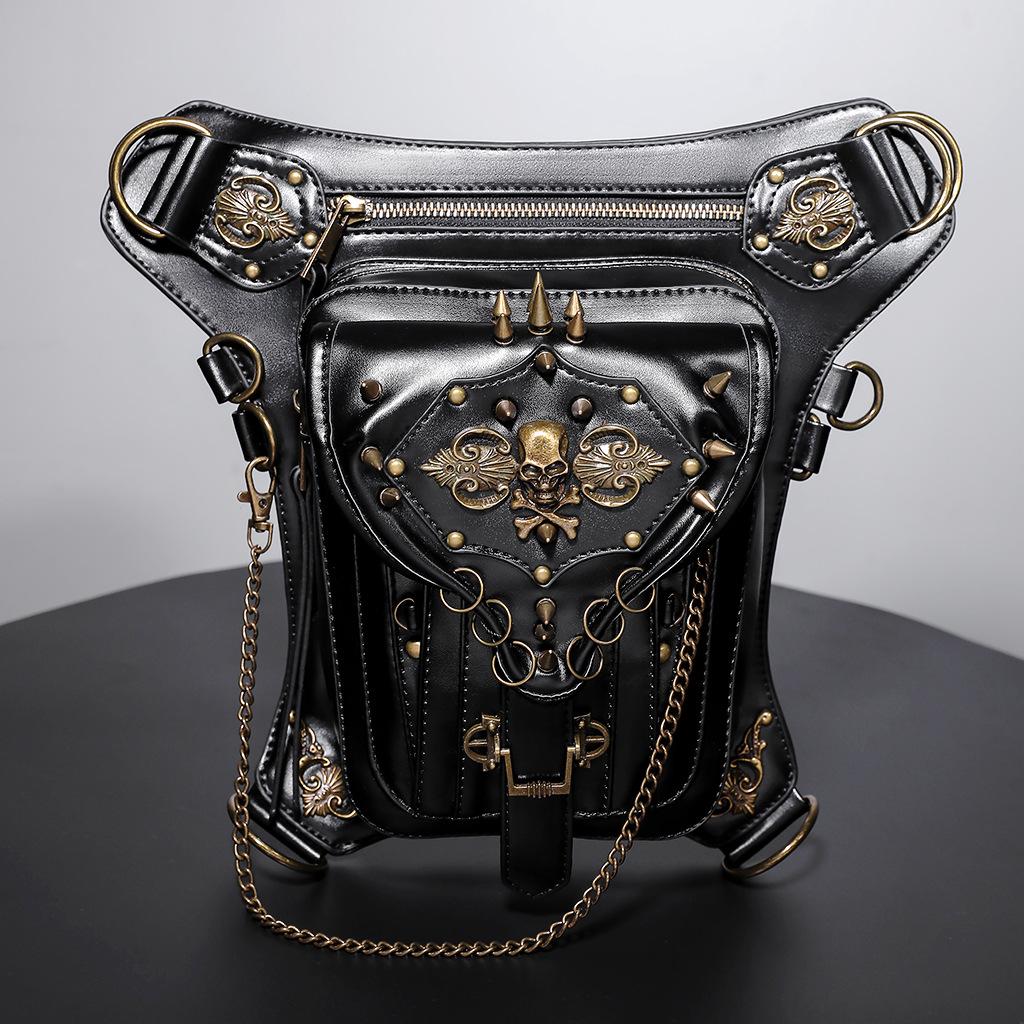 Steampunková retro motocyklová crossbody a ledvinka s nýty