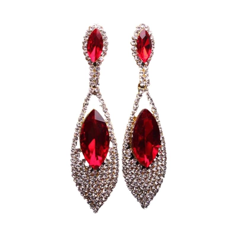 Imitation Diamonds Dangle Earrings for Women Ear Pendants with Rhinestones Teardrop Handmade Cubic Zirconia Earwear