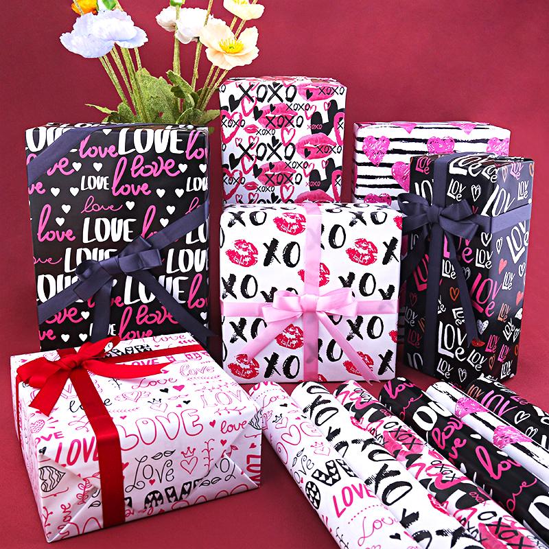 5 Stück Beschichtetes Papier Premium Bastel- & Buchumschlag Einzigartiges Valentinstags Romantisches Liebesmuster Geschenkpapier Partydekorationen