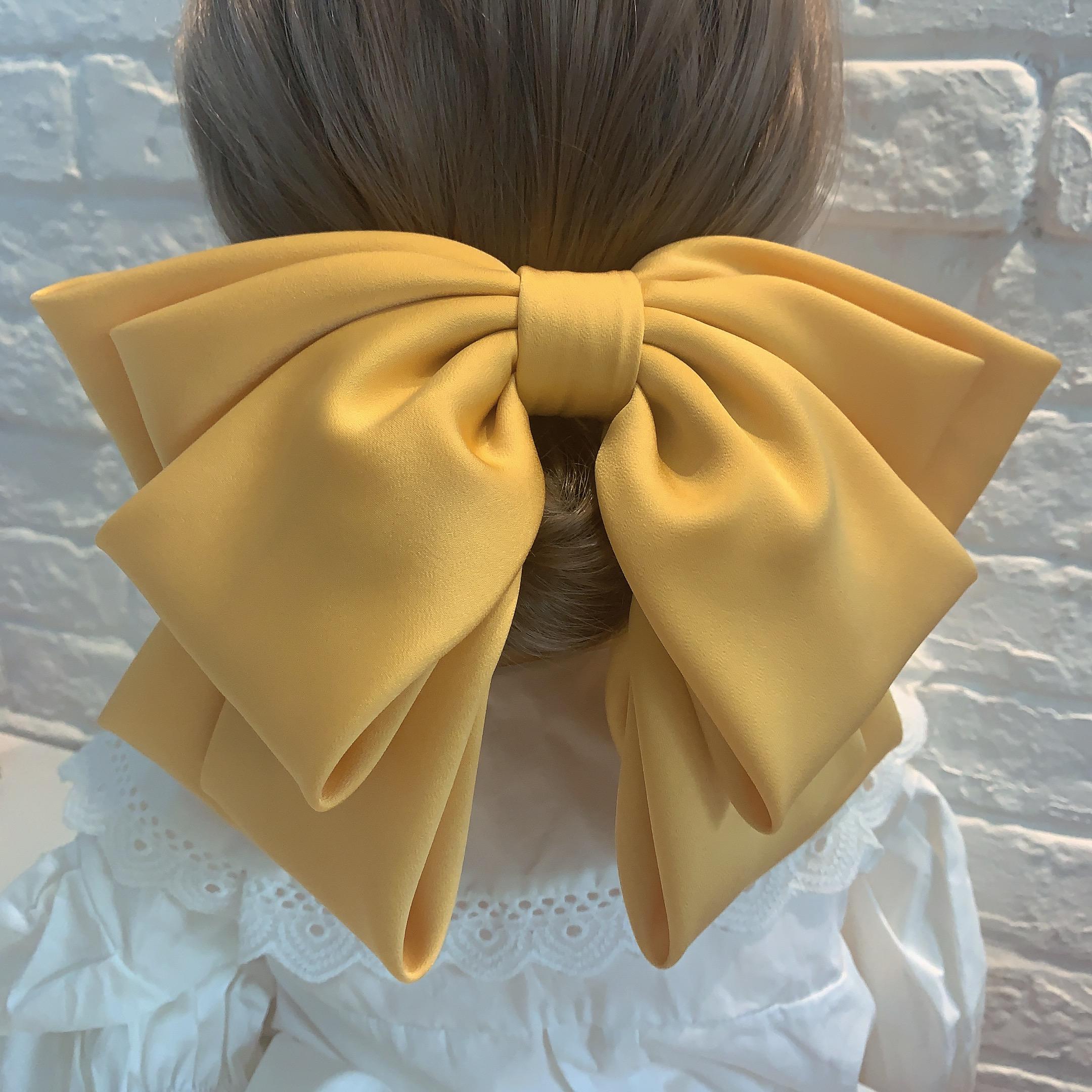 

High Quality Bow Hairpin Women Popular Headwear Satin Fixed Hair Clip Large Retro Headdress Ponytail Clip Hair Accessories Set