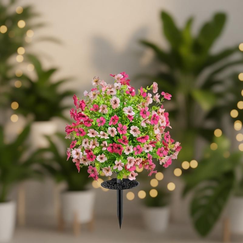 Artificial Plant Outdoor 22Inch Artificial Flower Ground Stake Weather Resistant Plastic Flower For Garden Patio Yard