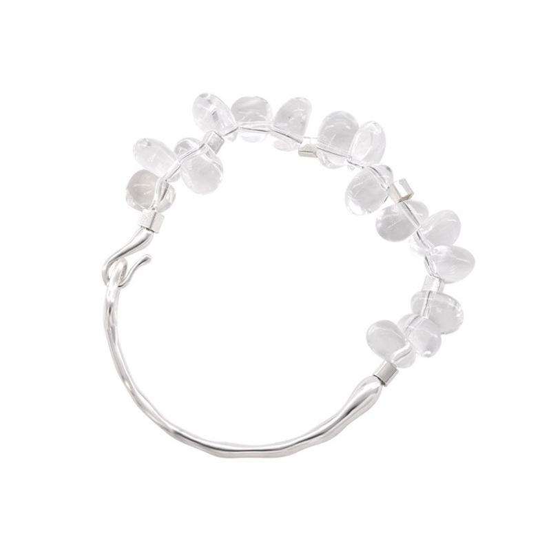 PANJBJ 925 Sterling Silver Crystal Bead Bracelet For Women Irregular Asymmetric Fashion Versatile Sweet Jewelry Gift Dropship