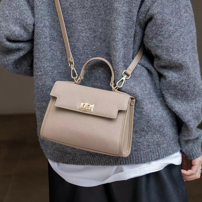 High-End Genuine Leather Women's Bag Autumn Winter 2025 New Trendy Cowhide Fashion Single Shoulder Crossbody Bag Stylish Handbag Kelly
