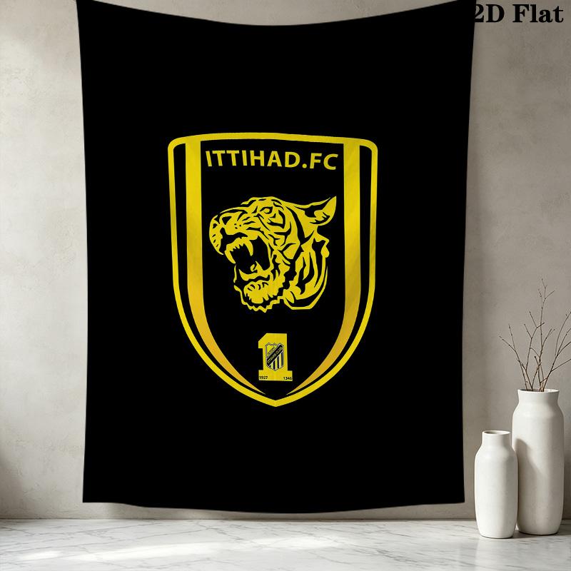 Alittihad Club Wall Tapestry Aesthetic Wall Hanging Printed Fabric Blanket Decorative Tapestries For Bedroom Living Room Home Decor