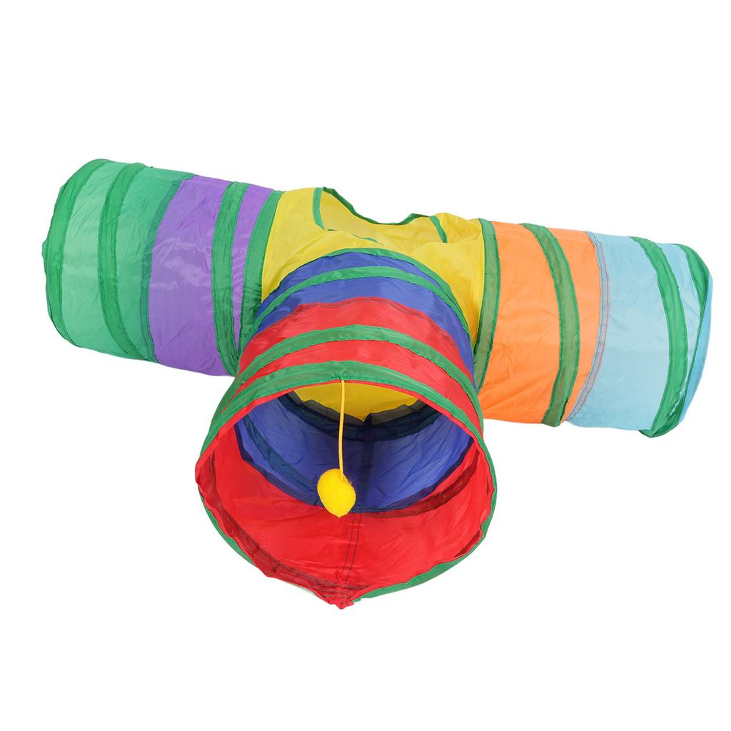 Kattunnel 3-vägs Vikbar Portabel Canvas Valp Kattunge Katt Tunnelrör Leksak för Inomhus Utomhus