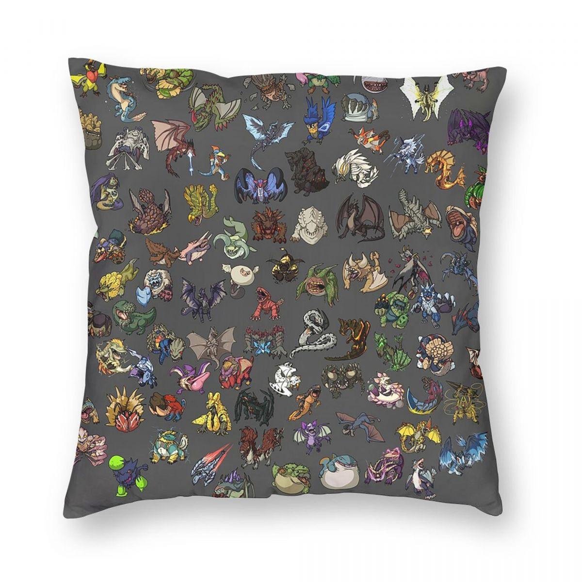 Monster Hunter World Iceborne Zinogre Kanji Square Pillowcase Pillow Cover Cushion Throw Pillow for Home Bedroom Car 12x12Inch