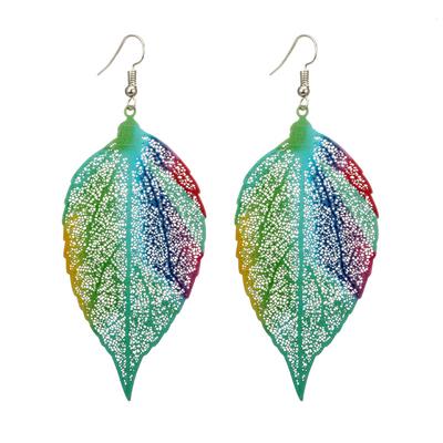 Orecchini Pendenti Multicolore Foglia Bohemien Creativi Moda Donna Regali