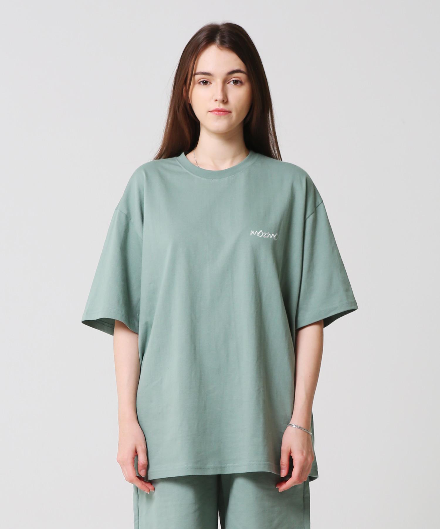 Moz Moz Color Chip Embroidered Oversized Short Sleeve T-Shirt Olive 1