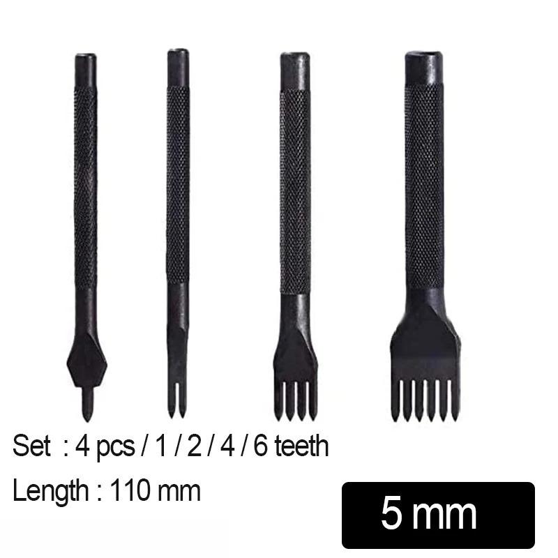 4Pcs Leather Punch Set Sewing Stitching Chisel 1 2 4 6 Prong Hole Punch Tool DIY Leathercraft Kit