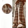 Coffee-colored Retro Checkered Casual Pants for Women In Autumn and Winter, Thickened and Fleece High-waisted Woolen Loose Floor-length Pants