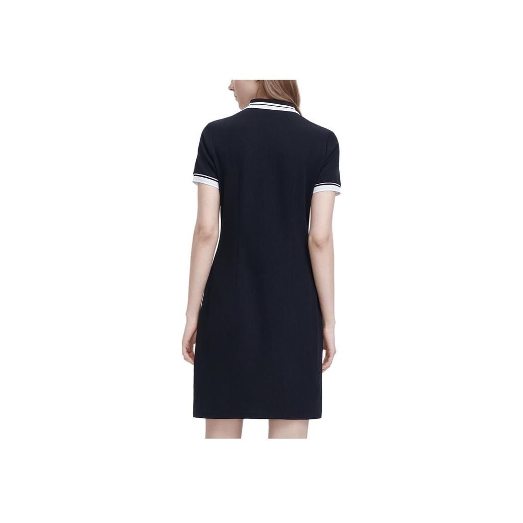 FILA Solid Color Comfortable Fashion Casual Knit Polo Dress Women Dresses Black F11W328311FBK