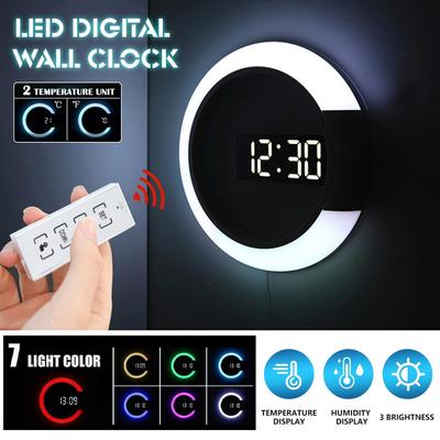 Meigar 3D Duvar Saati LED Dijital Masa Saati Alarm Ayna Içi Boş Duvar Saati Modern Tasarım Gece Lambası Ev Oturma Odası
