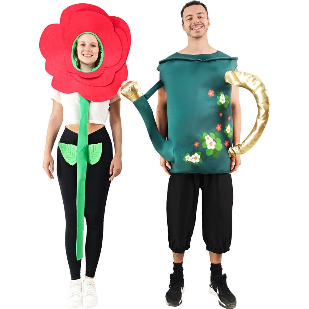 

2 шт. Костюмы на Хэллоуин для пар, взрослых, лейка-разбрызгиватель и костюм цветка, женский и мужской, садовые инструменты, вечеринка, косплей One Size