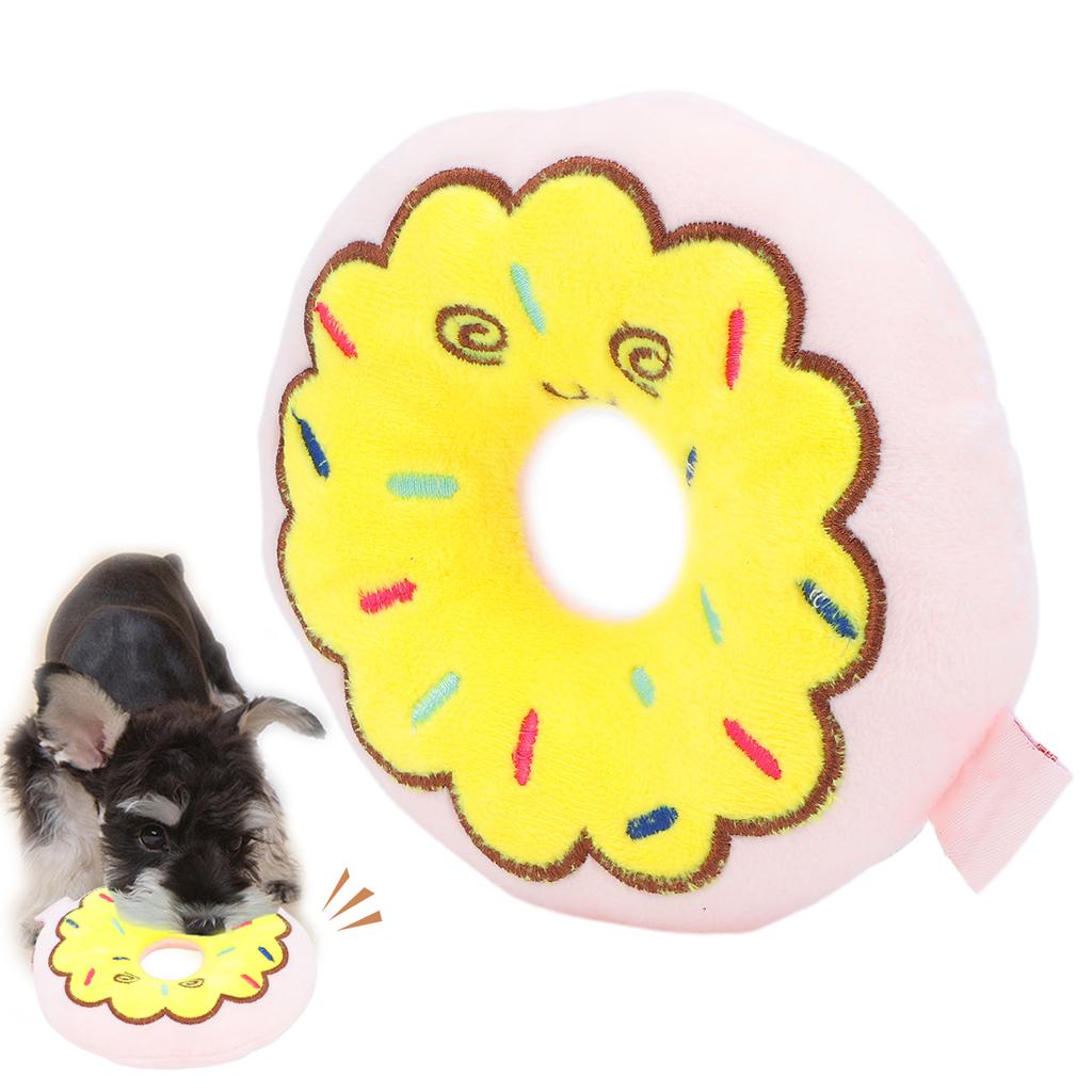 Dog Squeaky Toy Stuffed Bite Resistant Donuts Pet Toy Soft Plush Toy for Dogs Pets