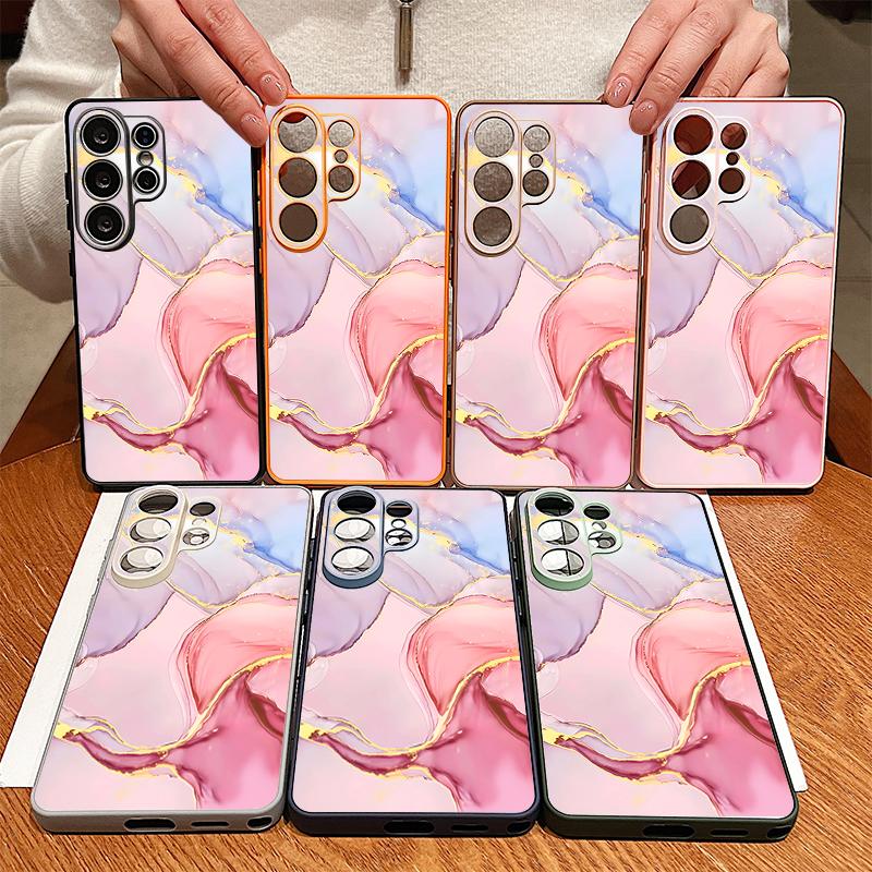 Magnetic For Magsafe Case For Samsung Galaxy S26 Ultra S25 Edge S24 Plus S23 FE S22 A54 A55 A56 5G Pink Marble Pattern Matte Cover
