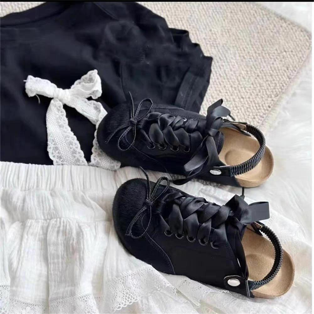 

Плоская подошва носить прохладные тапочки женские летние новые тапочки двойного ношения бант сумка голова полушлепки плоская подошва удобные 40 чёрный