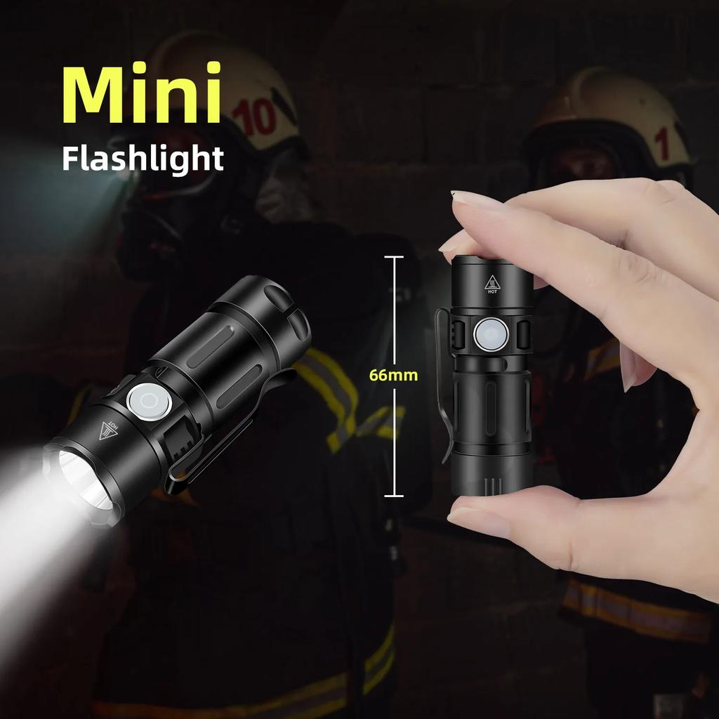 Mini Torch LED Rechargeable Flashlight High Power Camping LED Torch with Tail Magnet Camping Fishing Lantern Hat Clip Light