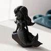 Baizihuahu 3D Printed Mermaid Action Figure, Dark Gothic Style Figurine with Matte Black Finish, Movable Joints & Wide Rock Base, Decor for