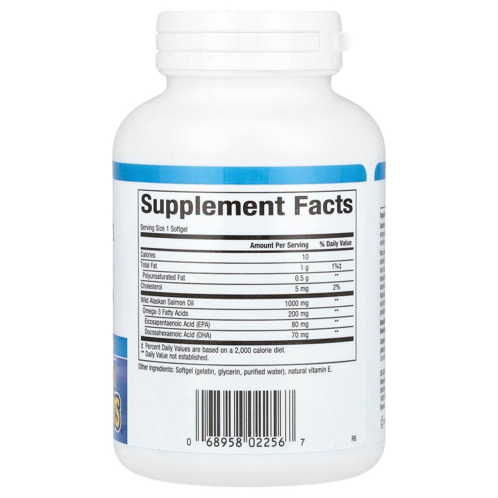 Natural Factors OmegaFactors Wild Alaskan Salmon Oil 1000mg Softgels, 90 Count