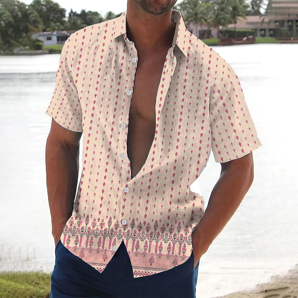 Holiday Beach Striped 3D Print Men Tops Man/Women Casual Fashion Short Sleeves Shirt Lapel Button Shirt Oversized Unisex Clothes