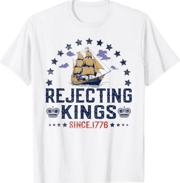 Rejecting Kings Since 1776 Vintage Patriotic no kings T-Shirt M