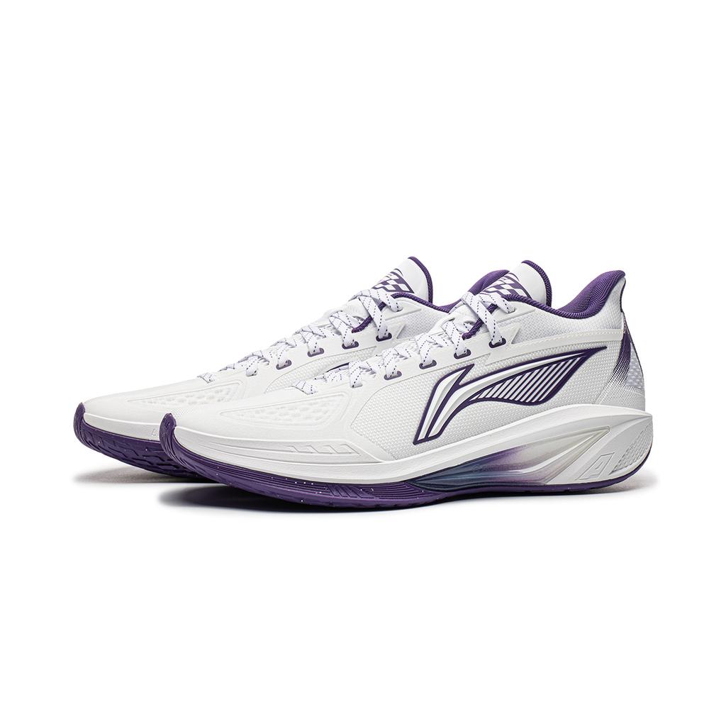 Men's Sneakers Li-Ning Light Speed 4V2 Basketball Shoes Men's Low-top Standard White/Dark Fragrance Purple