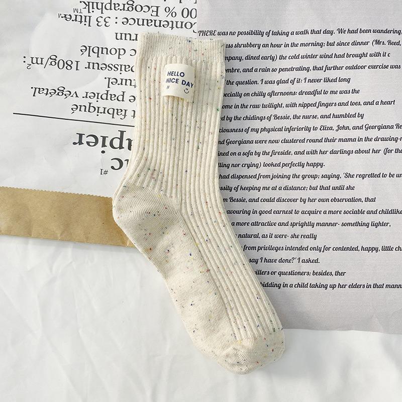 Ladies Spring and Autumn All Kinds of Cloth Mark Point Yarn In The Tube Pile Pile Cotton Socks