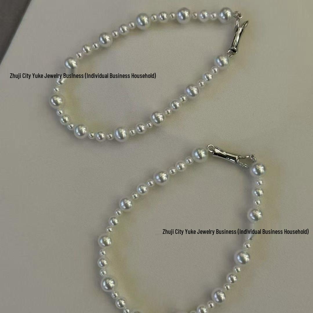 Natural Freshwater Pearl Bracelet & Necklace Set - 3-6mm Graduated Irregular High Gloss Bracelet (16cm) белый