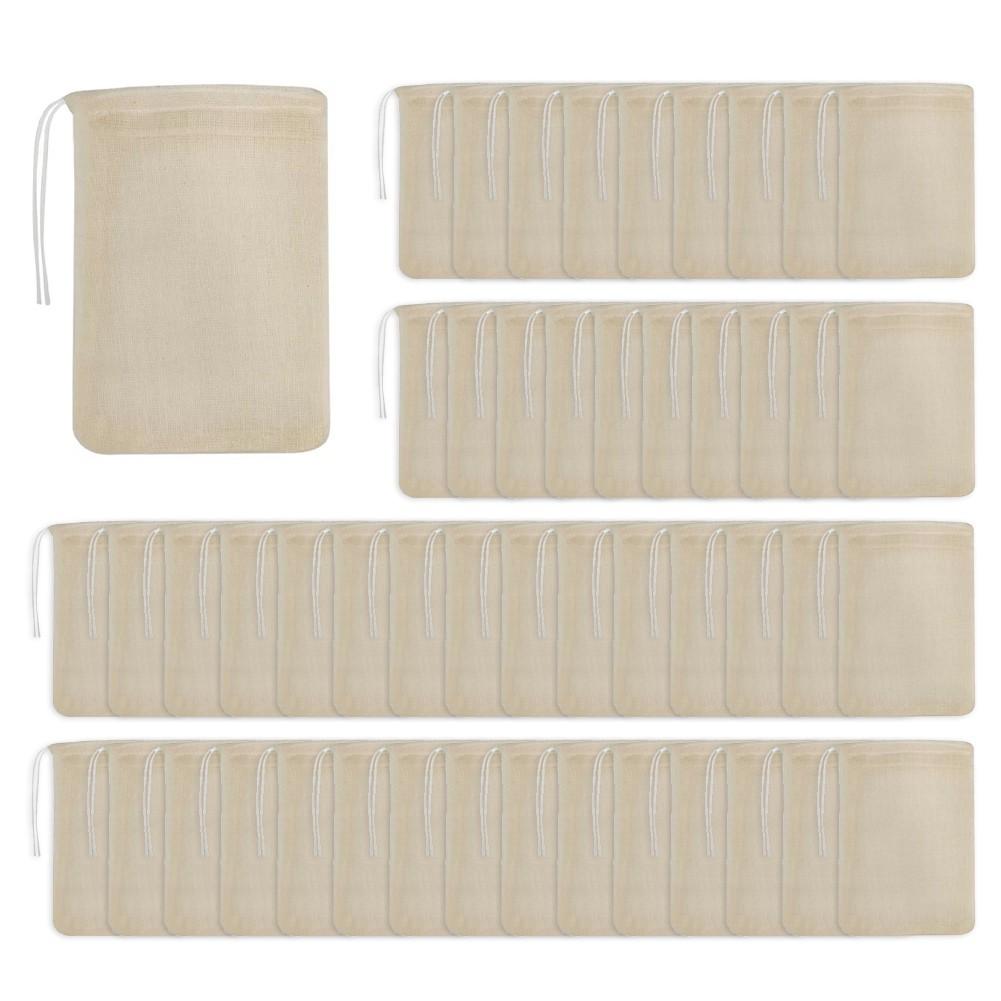 Reusable Tea Bags for Brewing and Packaging 50 Count Unbleached Cotton