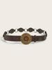 And Belt Versatile Slimming Vintage Rivet Waist Belt  Bronze Buckle Belt