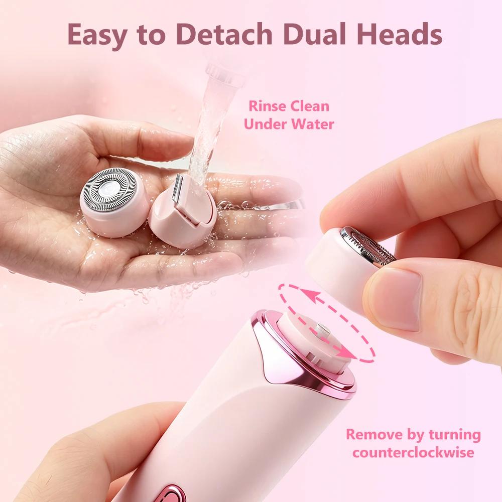 Xiaomi 2 in 1 Double Head Electric Shaver for Women Waterproof Wet & Dry Hair Razors Bikini Hair Trimmer Detachable Head Shaver