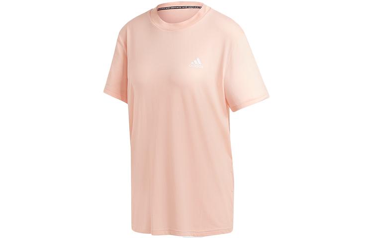 Adidas T Shirts Women s Hazy Coral Powder Crew Neck Moderate Straight Fit GH3800 L