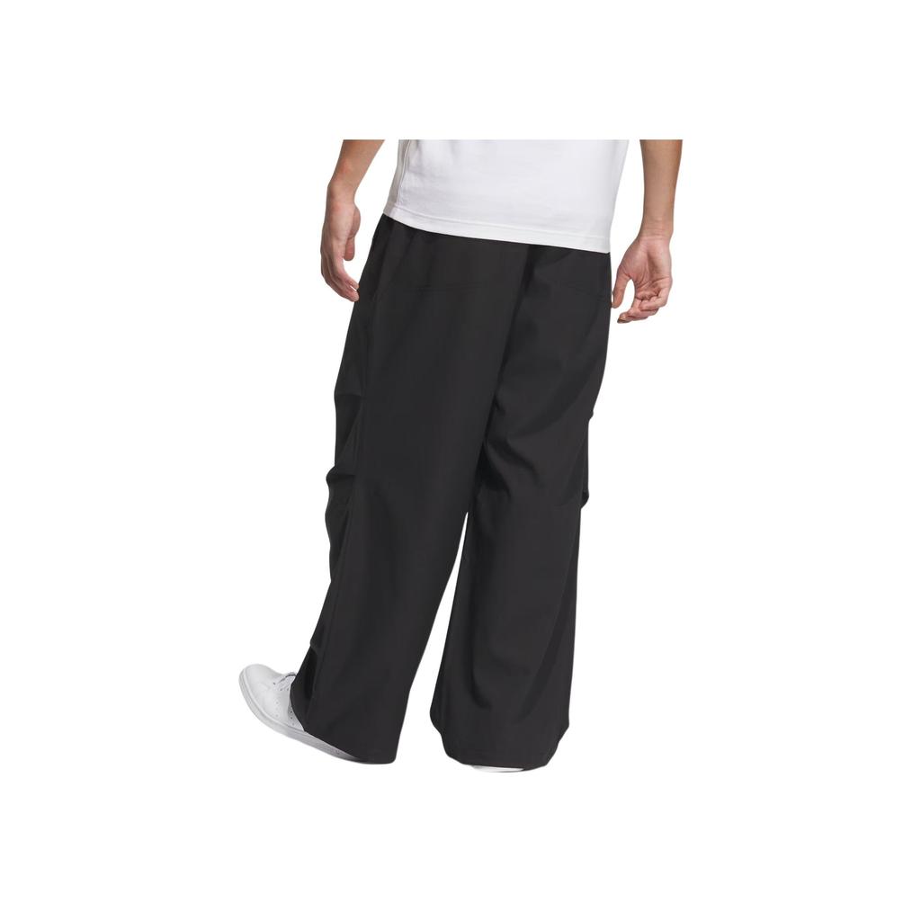 Adidas Originals Wing Chun Series Loc Loose Pants Solid Color Drawstring Loose Knit Sports Pants Unisex Pants Black IZ1530