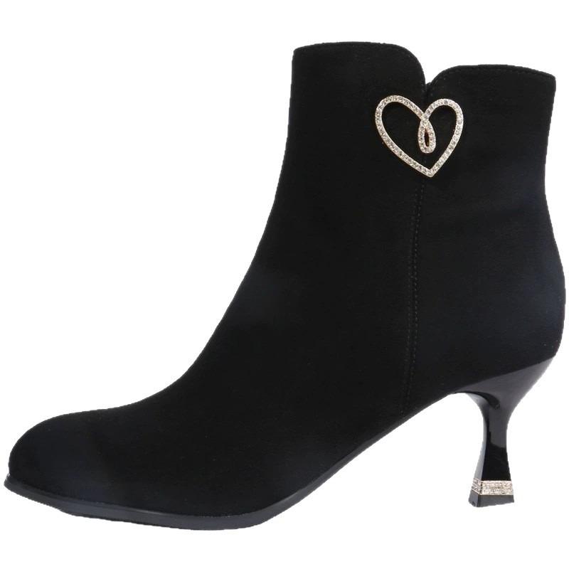 Suede stiletto high heels women's autumn and winter new good-looking soft leather high-heeled boots winter velvet fashion boots