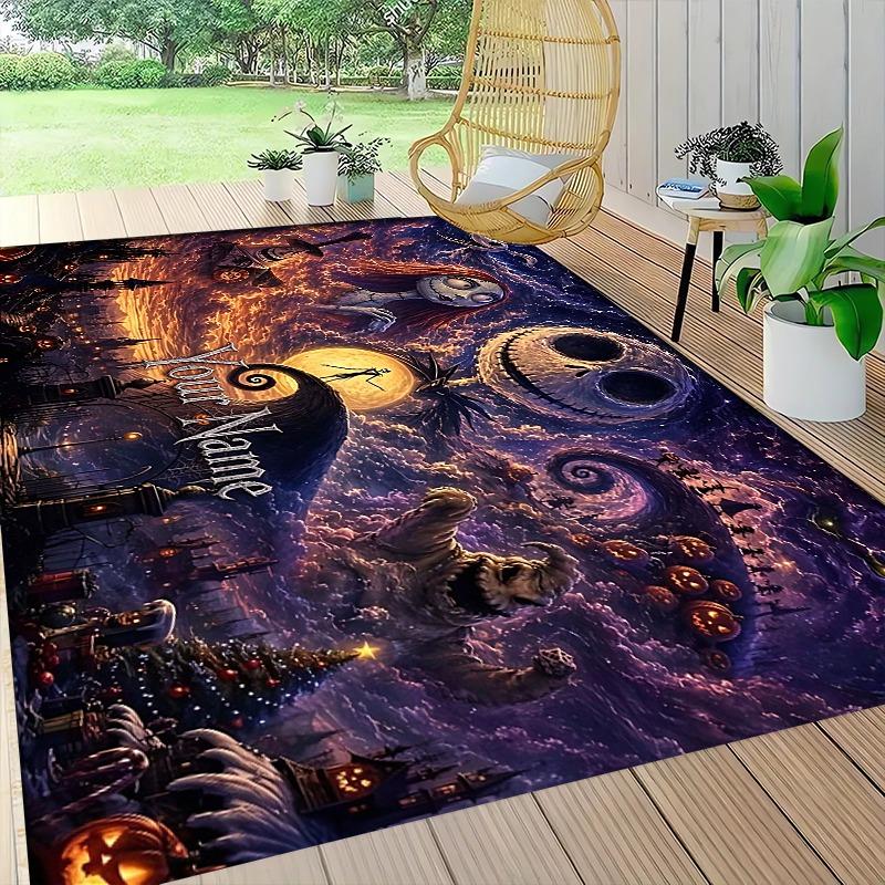 Custom Nightmare Before Christmas Carpet Rug Soft Washable Anti Slip Home Living Room Sofa Mats Personalized Christmas Rug