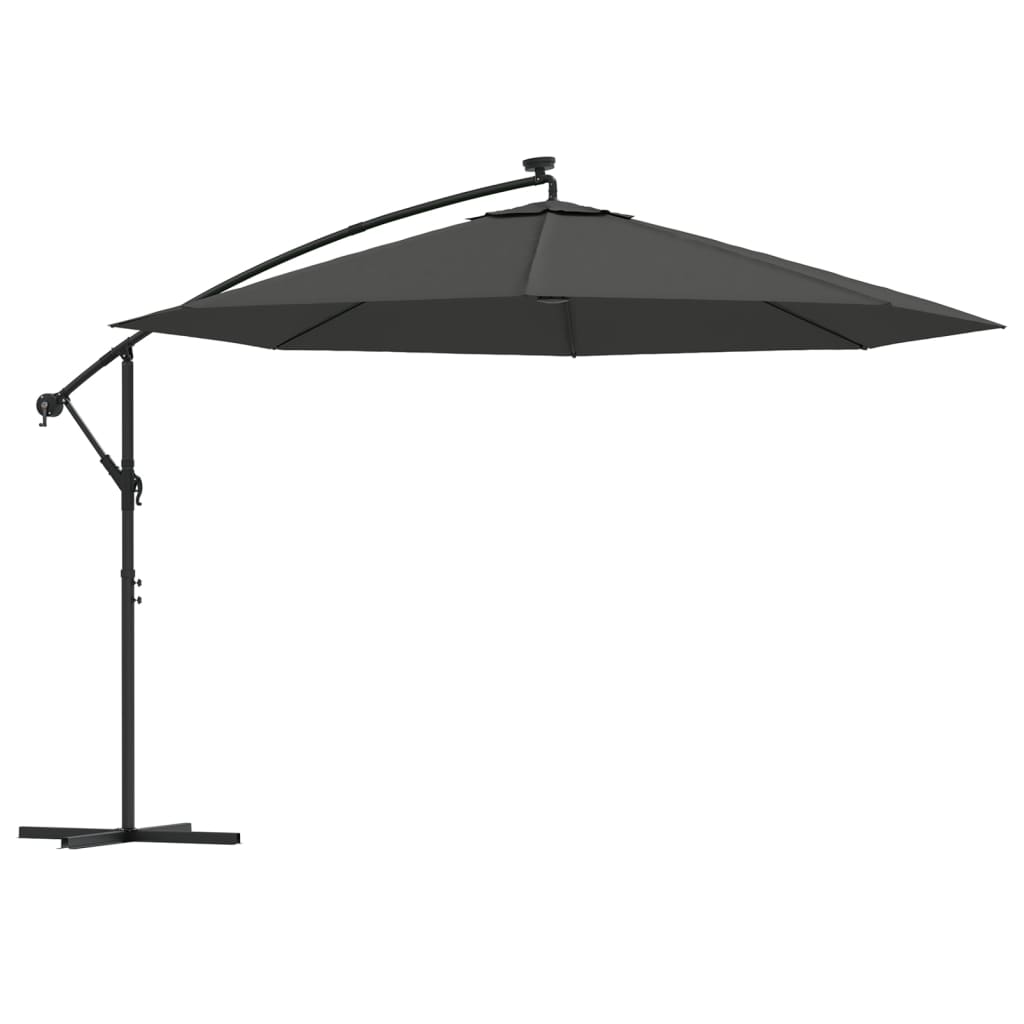 Umbrella with LED Lighting and Metal Pole 350 Cm Anthracite