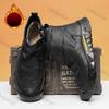 Fashion Men Short Boots Autumn Winter Fashion Non Slip Black Plush Thicken Chelsea Boots Comfortable Flat Non Slip Outdoor Casual Shoes