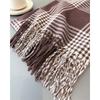Unisex Faux Cashmere Plaid Tassel Scarf Warm Winter Fashion Accessory