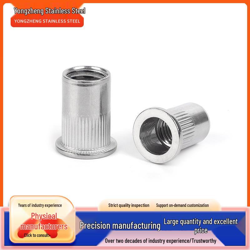 304 Stainless Steel Countersunk Flat Head Rivet Nut with Vertical Stripe