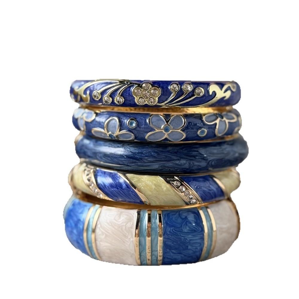 Tropfendes Öl Emaille Armreif Blume Breiter Armreif Retro Geometrisch Cloisonné Armreif Damen