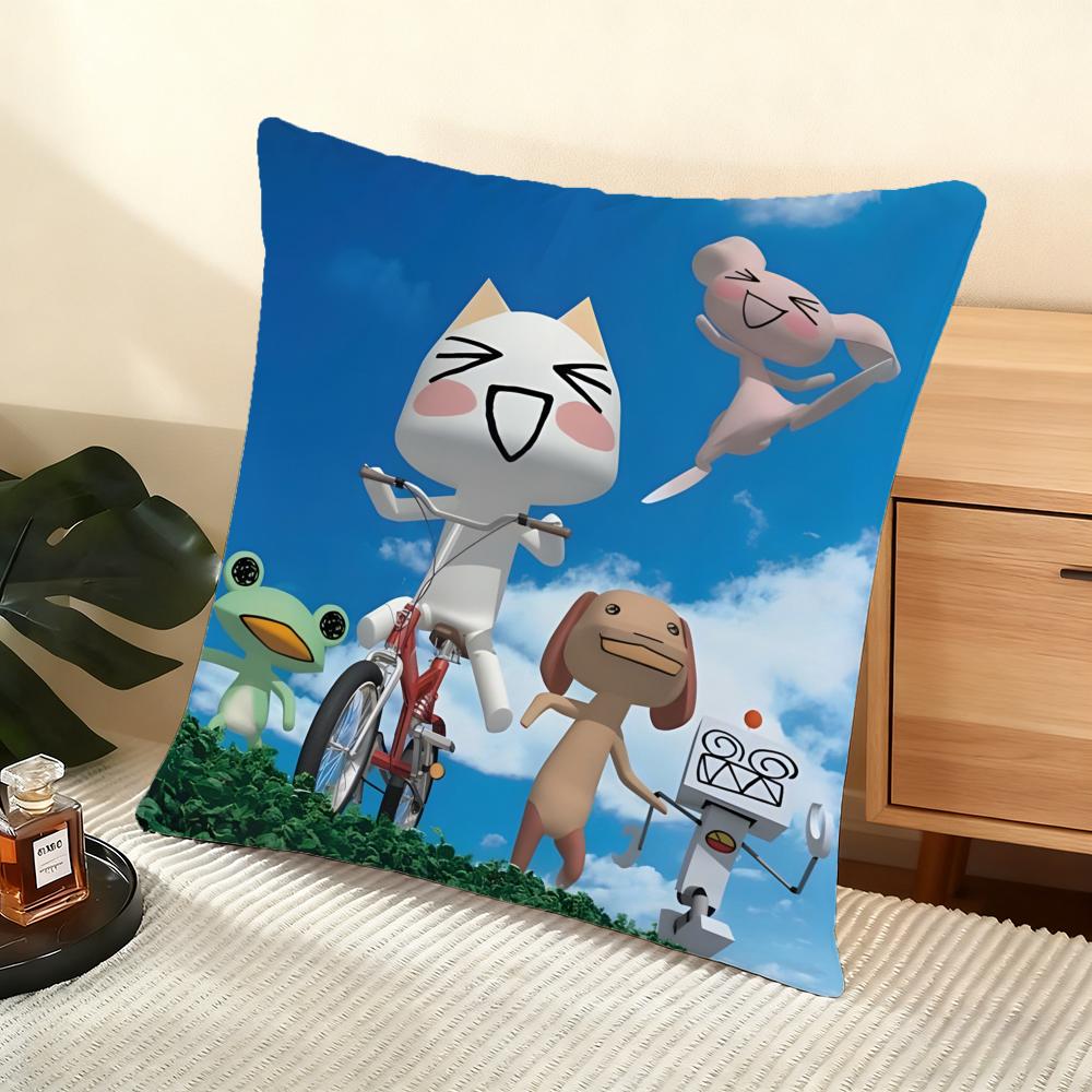 Cushion Cover Silky Short Plush Home Sofa Cushion Cover - Invisible Zipper Home Decoration Hot Movie Toro Cute Cat