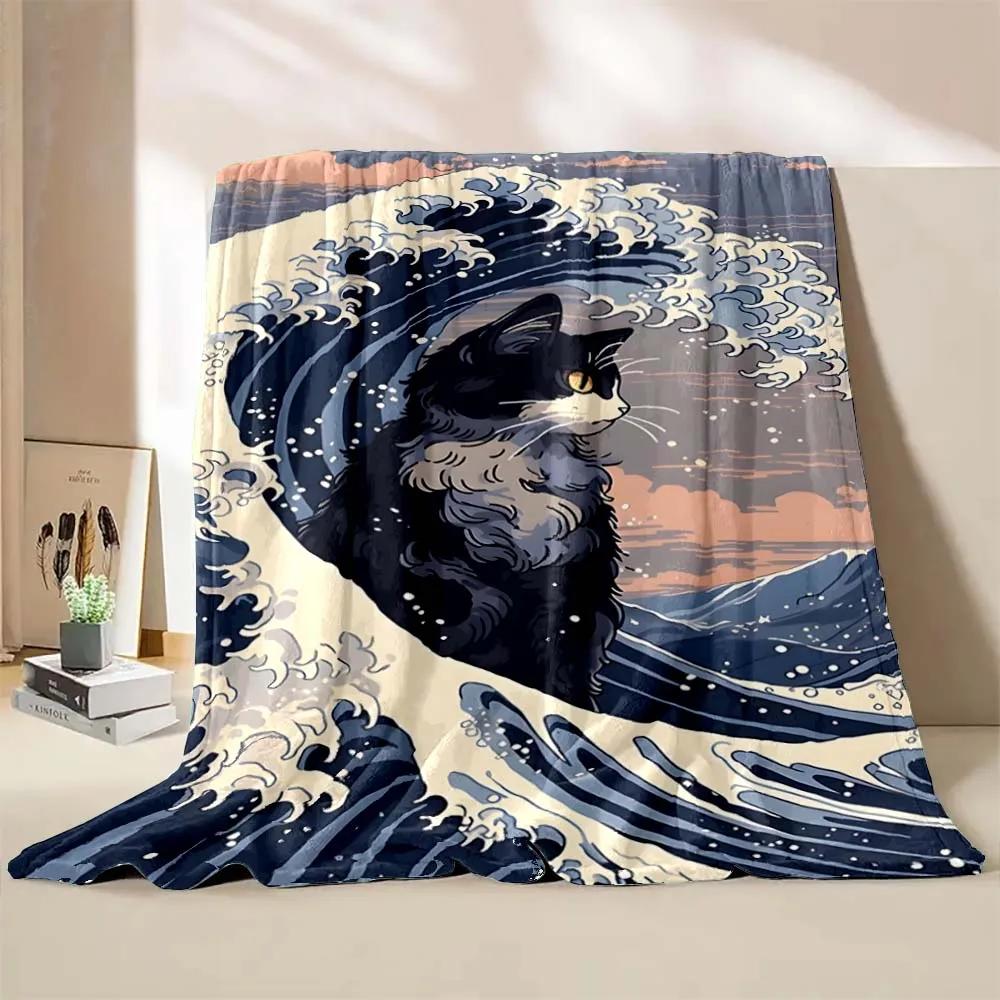 Japan Art The Wave off Kanagawa Printed Blanket Warm Soft and Comfortable Home Travel Blanket Kids Sofa Bedding Cover Blanket