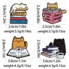 4 Styles Cute Cat &Book And Coffee Design Enamel Brooches Kitten Kitty Reading Drinking Enamel Pins For Pet Lovers Gif T