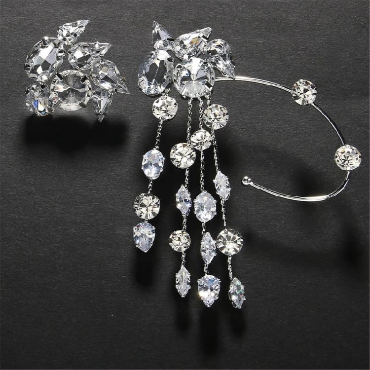 Trendy Rhinestones Ear Cuff With Tassels Sophisticated Rhinestones Tassels Earrings Ideal For Weddings And Gatherings