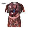Moda Nuovo Stampa di Organi Umani e Ossa T-shirt da Uomo Casual Maniche Corte Girocollo Harajuku Grande Confortevole