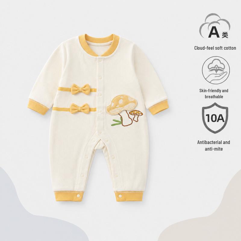 Nation's Top-Selling: Antibacterial Cotton Baby Bodysuit for Spring & Autumn - Long Sleeve, Perfect for Crawling & Home Wear.