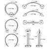 8 ks Nerezové kroužky na obočí, Kroužek do rtu, Kroužek do nosu, Kroužek do jazyka, Septum, Piercing nosu, Zirkon, Náušnice do chrupavky, Tragus